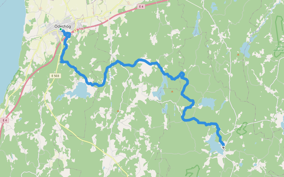 Östgötaleden: Ödeshög-Trehörna walking route map in Ödeshög