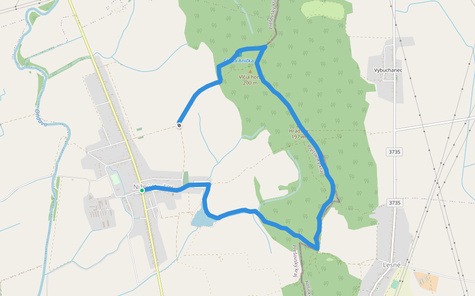 Po mohylách walking route map in Nižný Hrušov
