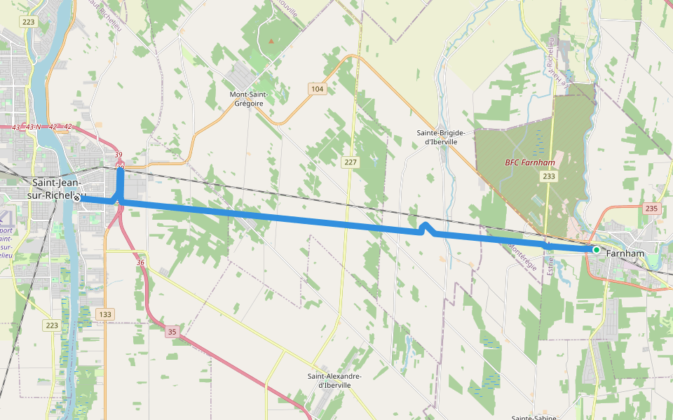 CheminDuQuébec - 5 - St-Jean--Farnham walking route map in Farnham