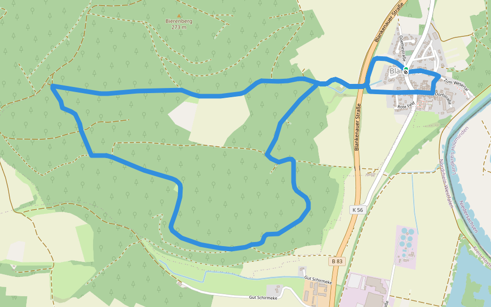 Weserhöhen-Wanderung "Rund um den Heineberg" walking route map in Beverungen