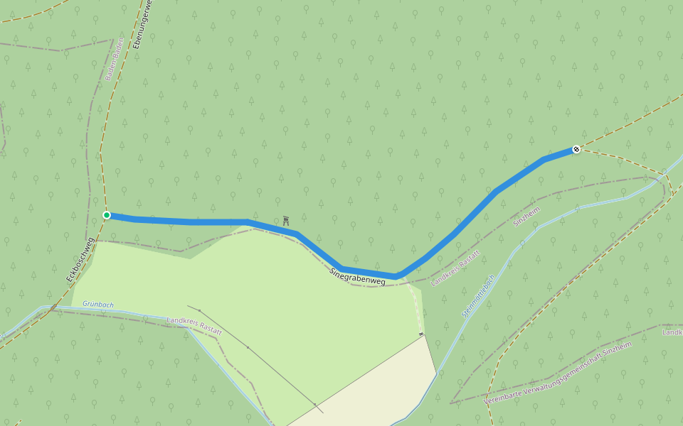 Unterer Sinegraben - Oberer Sinegraben walking route map in Sinzheim