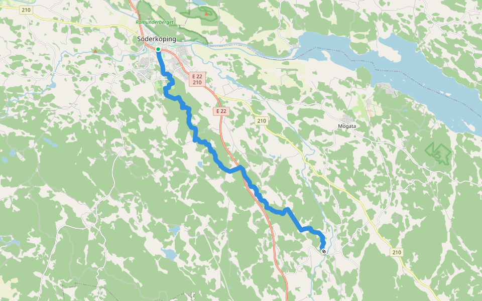 Östgötaleden: Stinsen-Hälla walking route map in Söderköping