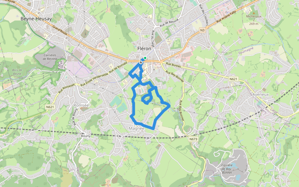Le fond du Pucet walking route map in Fléron
