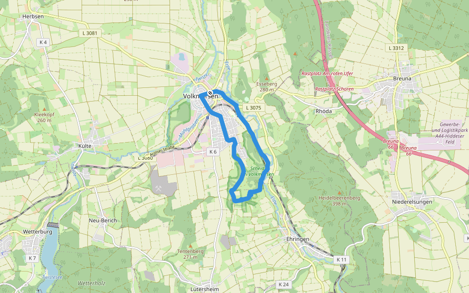 Volkmarsen - V1 walking route map in Volkmarsen
