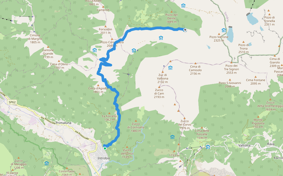 Introbio-Bocchetta di Agoredo-Rifugio Santa Rita walking route map in Introbio