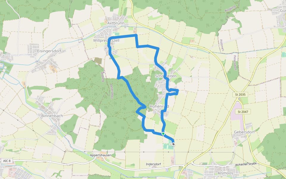 Rund um Hohenried walking route map in Petersdorf