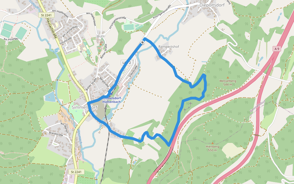 Simmelsdorfer Rundwanderweg Gelb 5 walking route map in Simmelsdorf
