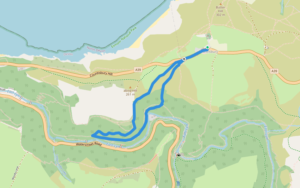 Countisbury to Arnold's Linhay circular walk walking route map in Countisbury