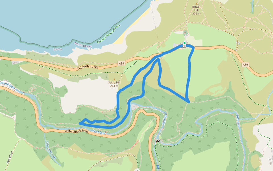 Countisbury figure of eight walk walking route map in Countisbury