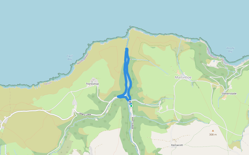 Heddon's Mouth circular walk walking route map in Martinhoe