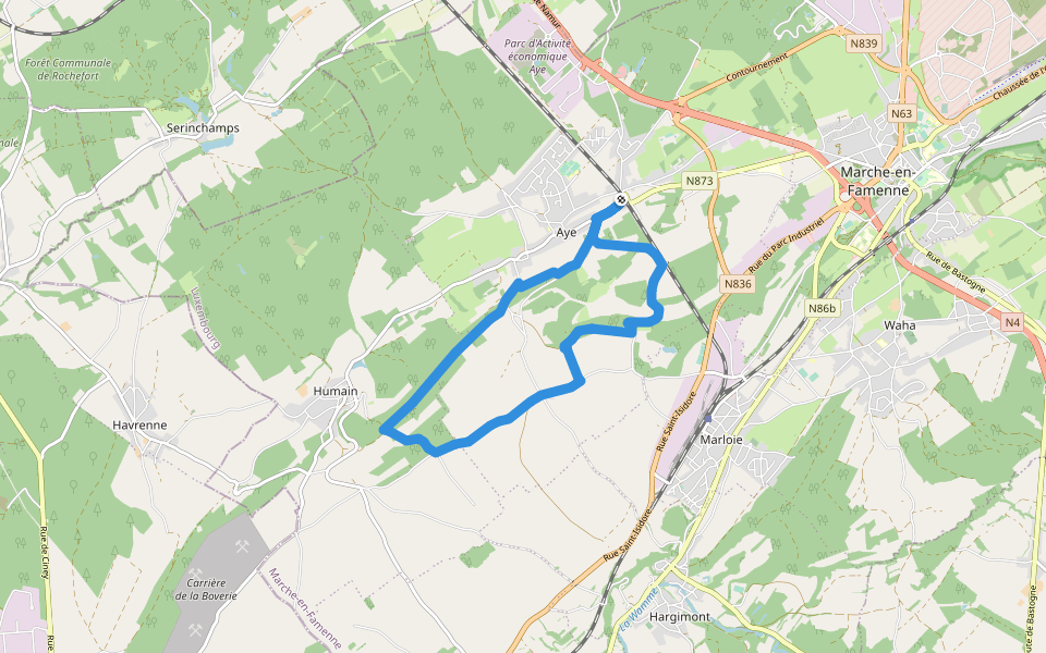14. Promenade Gui - variante walking route map in Marche-en-Famenne