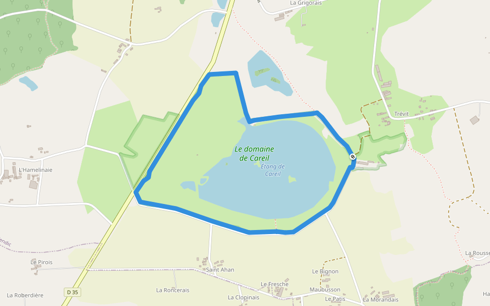 Tour de l'Étang de Careil walking route map in Iffendic