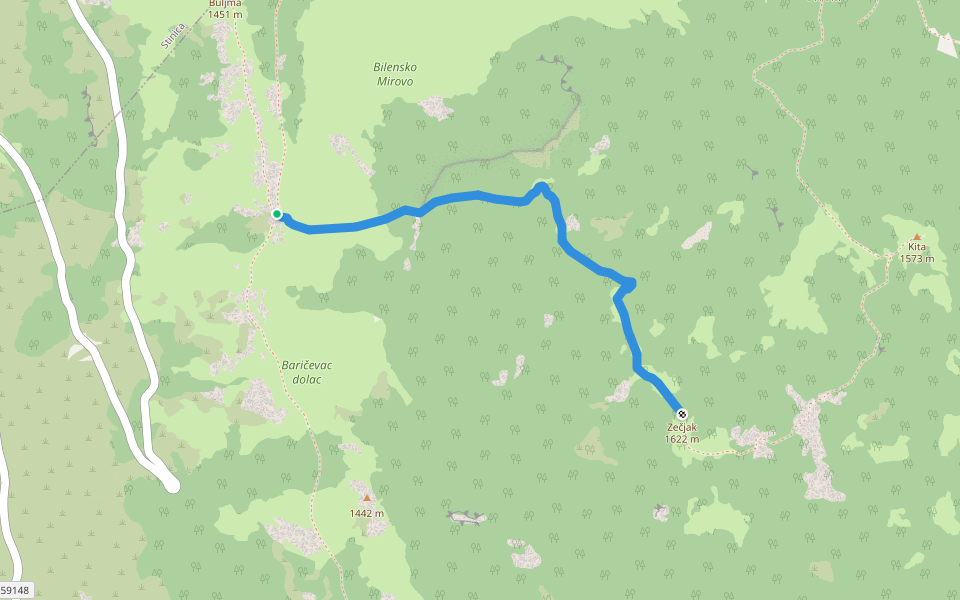 Zečjak od Premužićeve staze walking route map in Jablanac