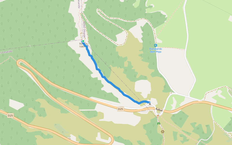 Basača od Kubusa walking route map in Sušanj Cesarički