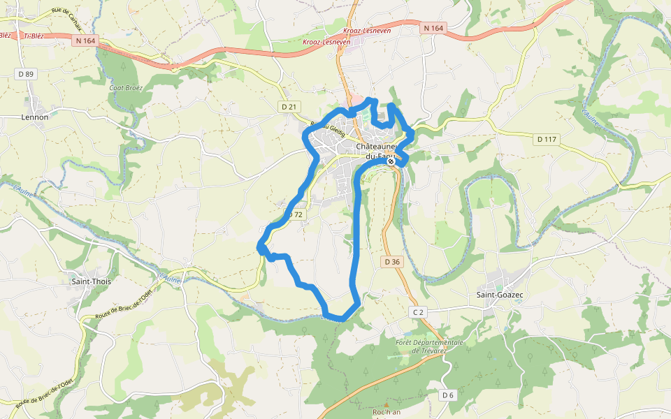 Penn ar pont - L'Aulne canalisée walking route map in Châteauneuf-du-Faou