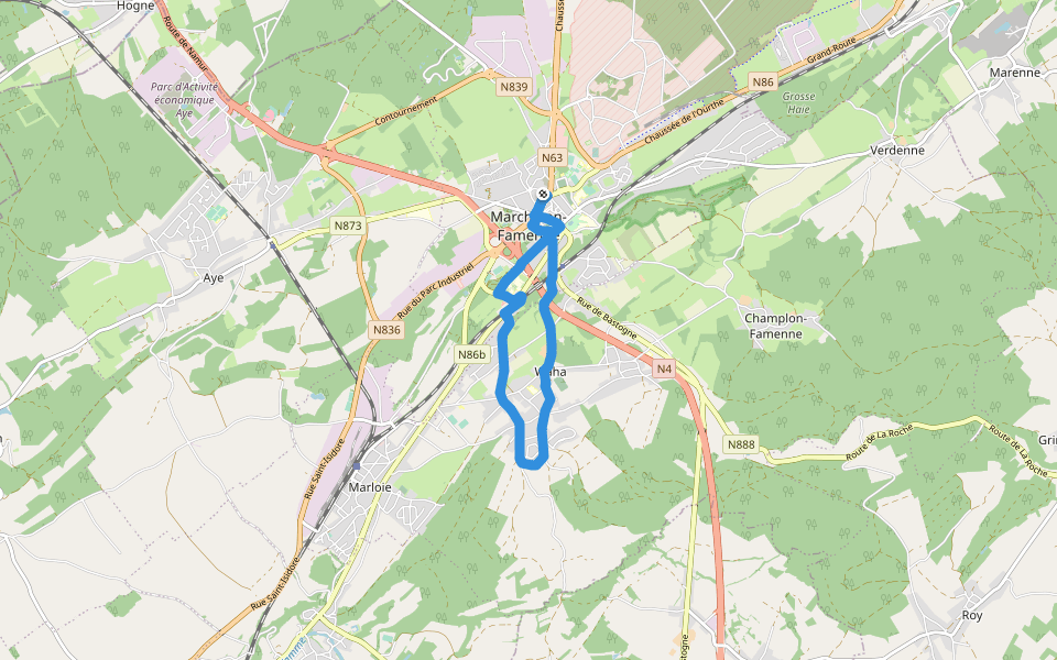 3. Promenade Capucine - variante walking route map in Marche-en-Famenne