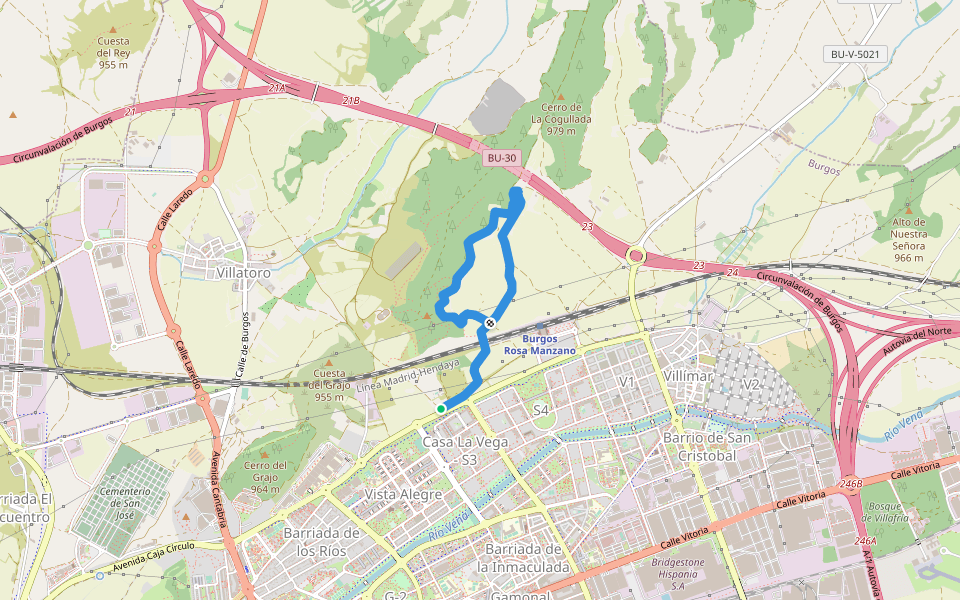 Paseos por el Cinturón Verde: Santimia walking route map in Burgos