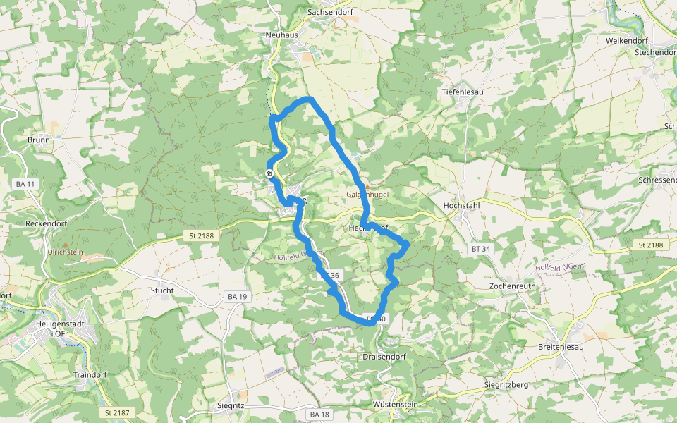 Gelb-Ring-Weg Aufseß walking route map in Aufseß