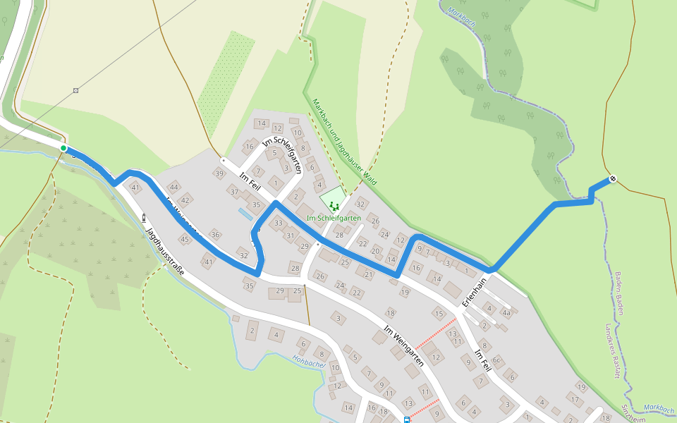 Hohbach - Markbach walking route map in Sinzheim