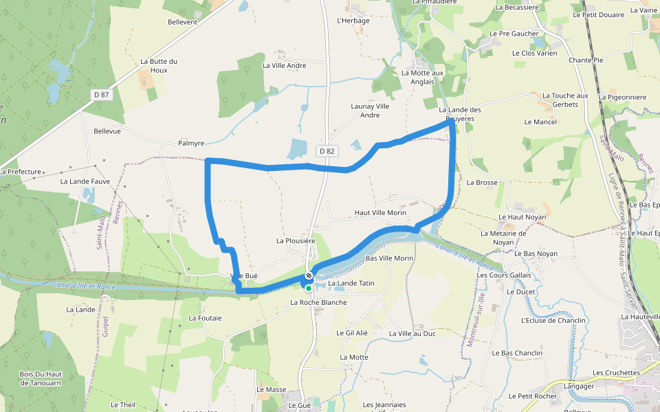 Circuit de la Plousière walking route map in Guipel