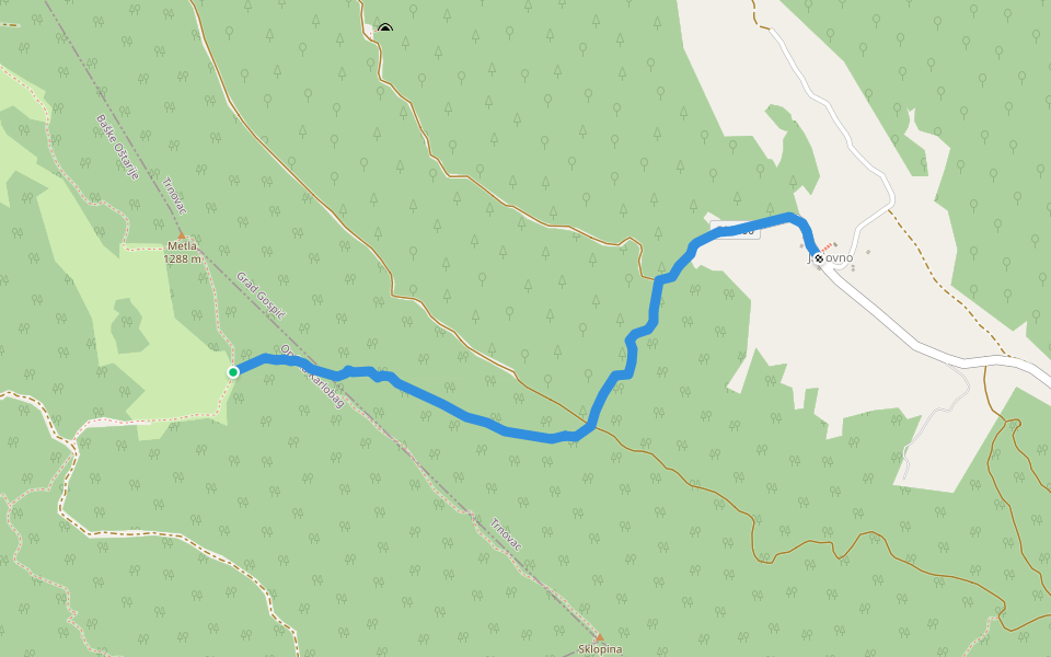 Jadovno walking route map in Baške Oštarije
