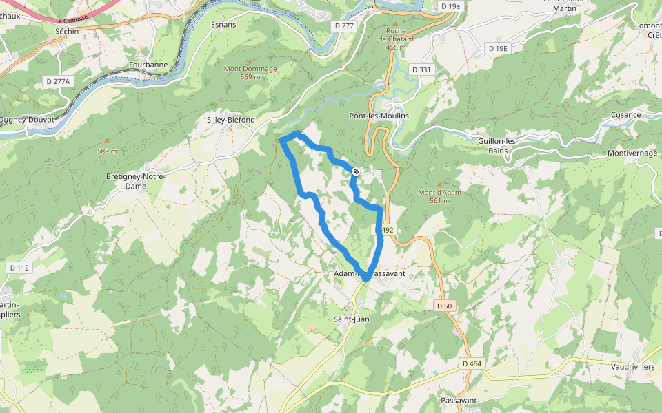 Bois de Rodolphe par Adam-lès-Passavant walking route map in Adam-lès-Passavant