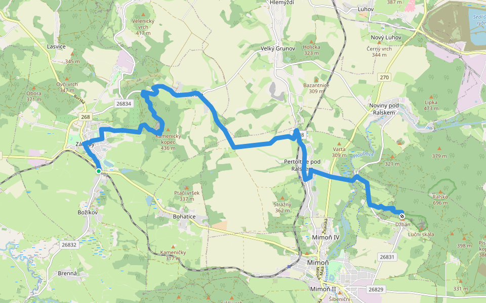 [M] Zákupy - Vranov walking route map in Zákupy
