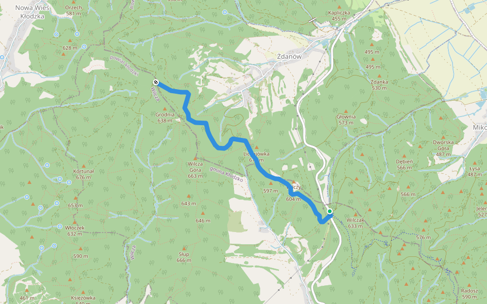 Szlak Żółty walking route map in Wilcza