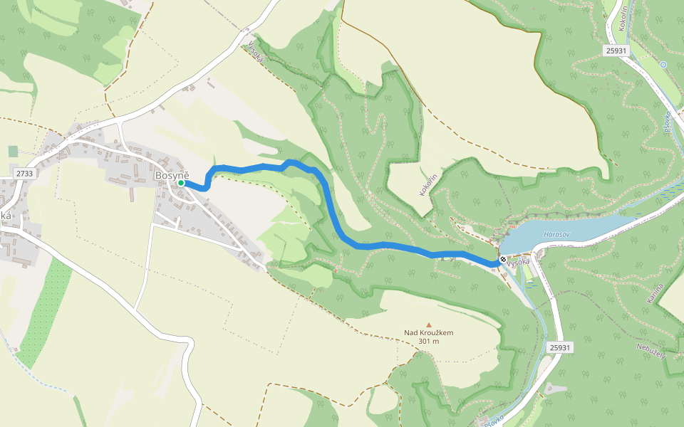 NS Poklady Bosyně walking route map in Vysoká