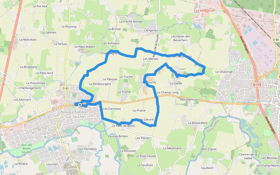 Circuit de La Touche walking route map in Noyal-Châtillon-sur-Seiche