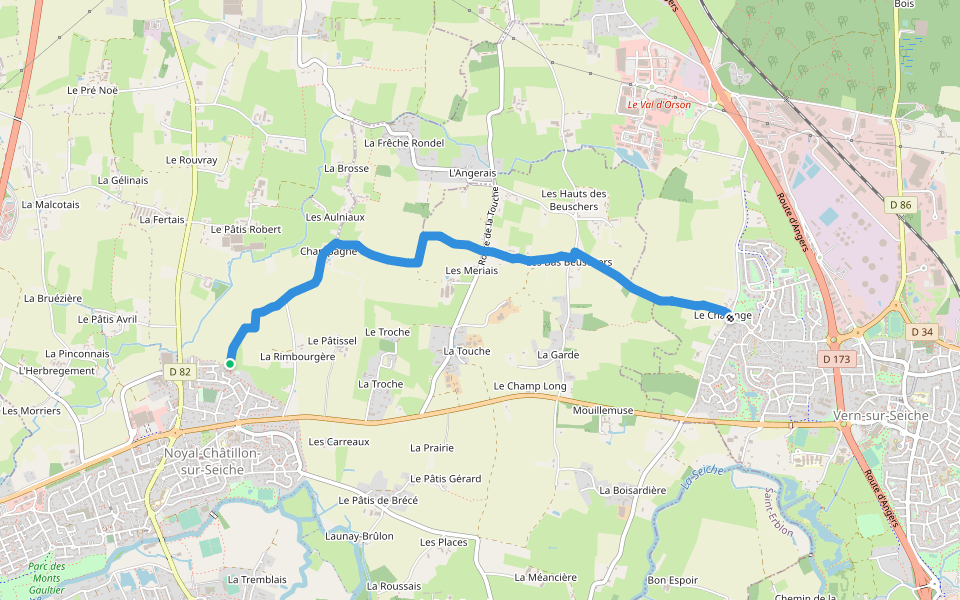 Circuit de Champagné walking route map in Noyal-Châtillon-sur-Seiche