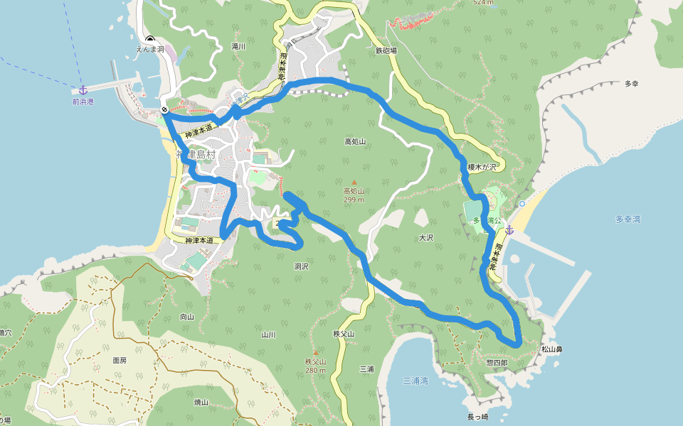 森田遊歩道コース walking route map in Kozushima Village