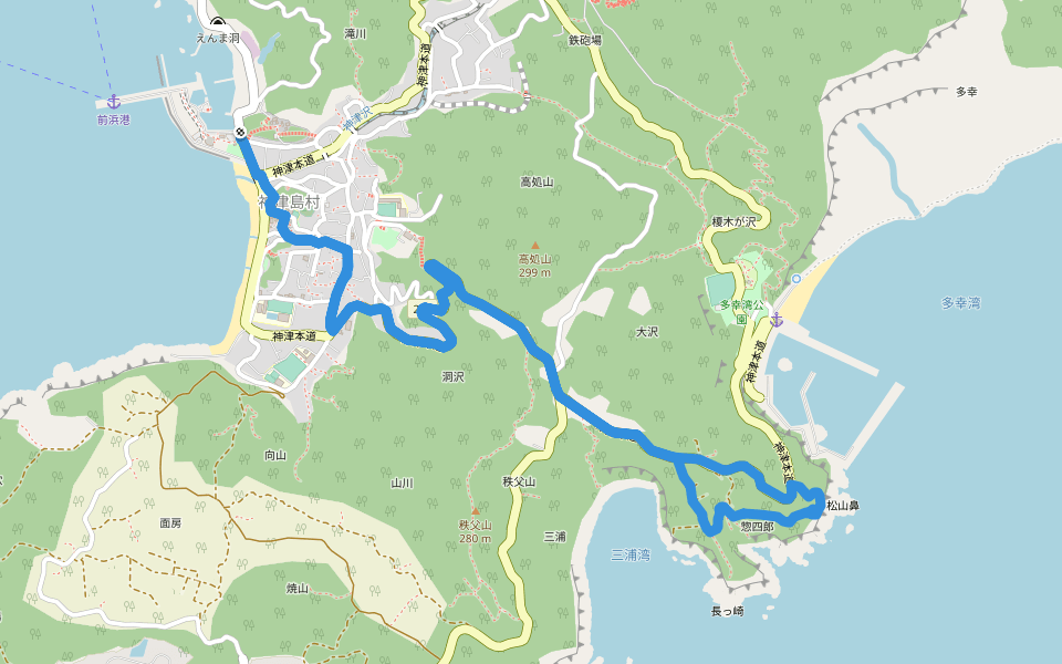 松山遊歩道コース walking route map in Kozushima Village