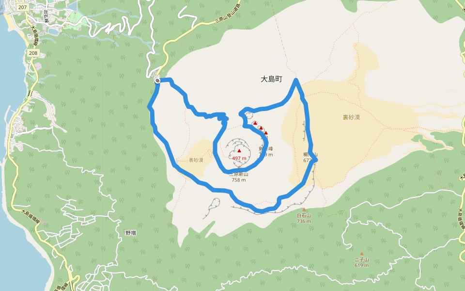 探検コース walking route map in Oshima