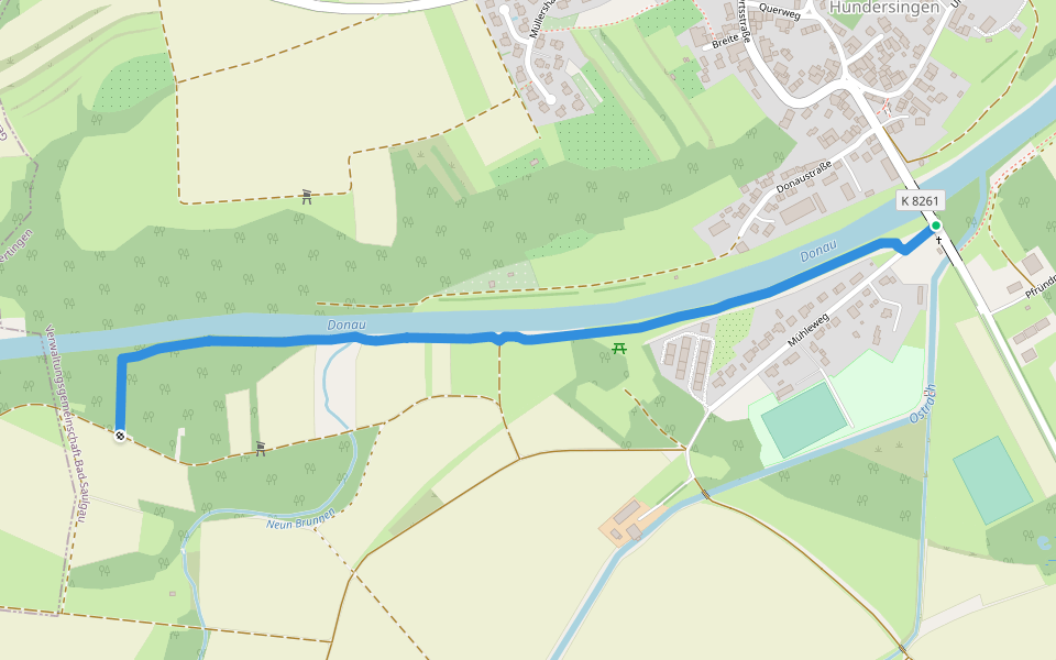 Querweg des Schwäbischen Albvereins (blaue Raute) walking route map in Herbertingen