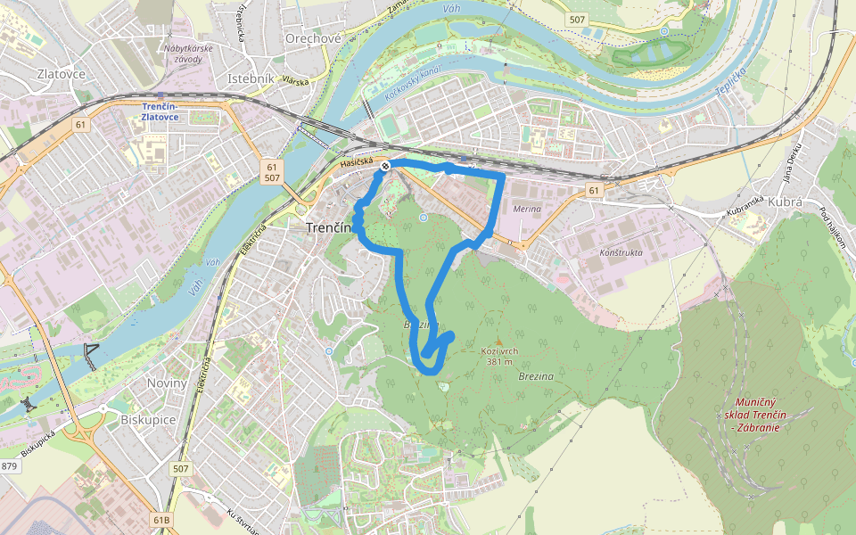 Martinov chodník (kočíkova trasa) walking route map in Trenčín