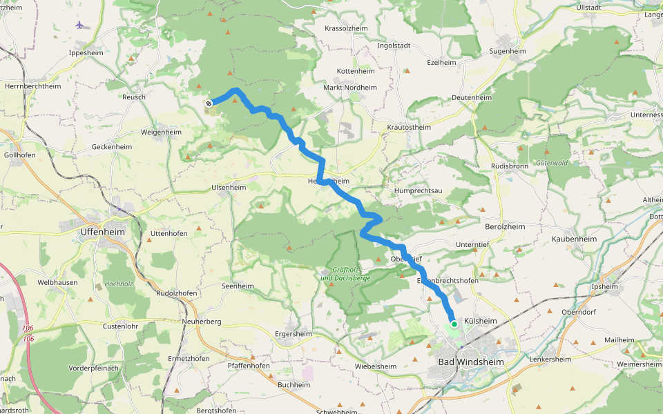 Blaue Raute walking route map in Bad Windsheim