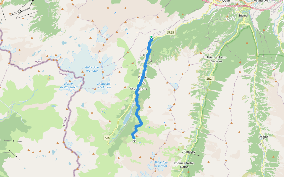 Alta Via n. 2 della Valle d'Aosta - Tappa 5 walking route map in Planaval