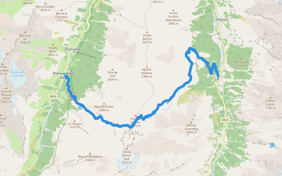 Alta Via n. 2 della Valle d'Aosta - Tappa 7 walking route map in Bruil