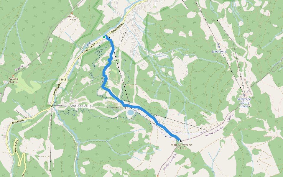 Małe Skrzyczne - Szczyrk Gondola walking route map in Szczyrk
