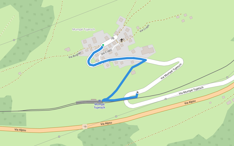 Mumpé Tujetsch - Mumpé Tujetsch Staziun walking route map in Segnas
