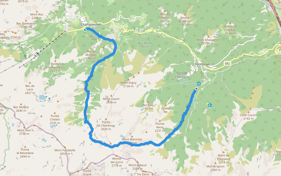 Alta Via n. 2 della Valle d'Aosta - Tappa 13 walking route map in Chateau