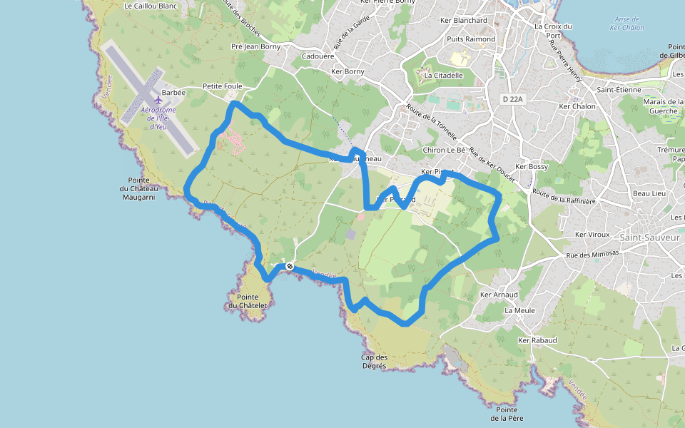 La Sente des Oyes walking route map in L'Île-d'Yeu