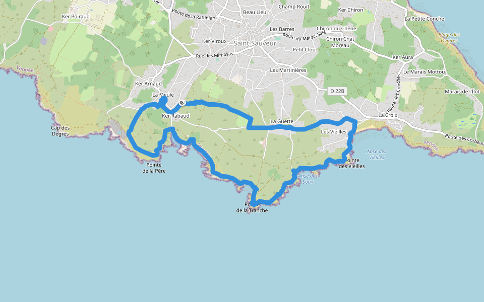 La Sente de La Meule walking route map in L'Île-d'Yeu