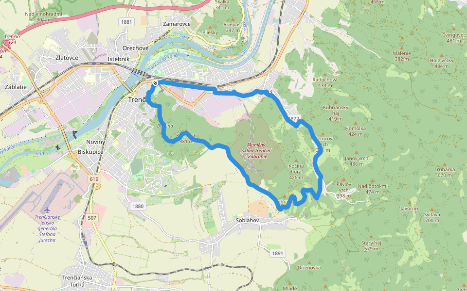 Stanov chodník (krátka rodinná trasa) walking route map in Trenčín
