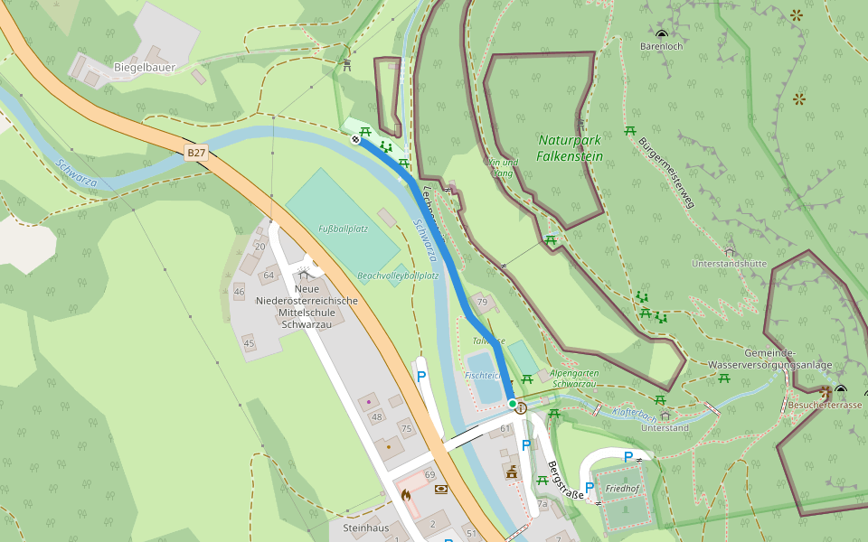 Fischlehrpfad Schwarzau walking route map in Schwarzau im Gebirge