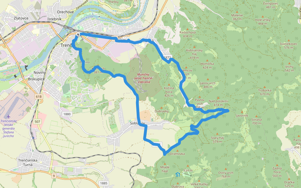 Ankin chodník (stredná rodinná trasa) walking route map in Trenčín