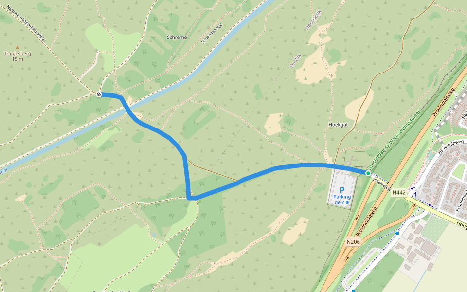 Nederlands Kustpad deel 2 - 05a - Aanlooproute De Zilk walking route map in De Zilk