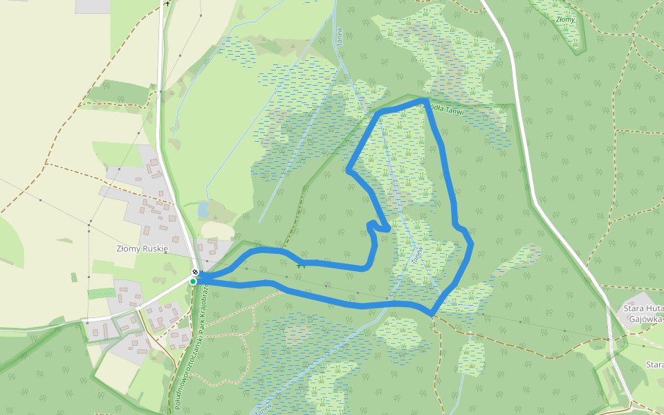Ścieżka przyrodnicza "Kobyle jezioro" walking route map in Huta-Złomy