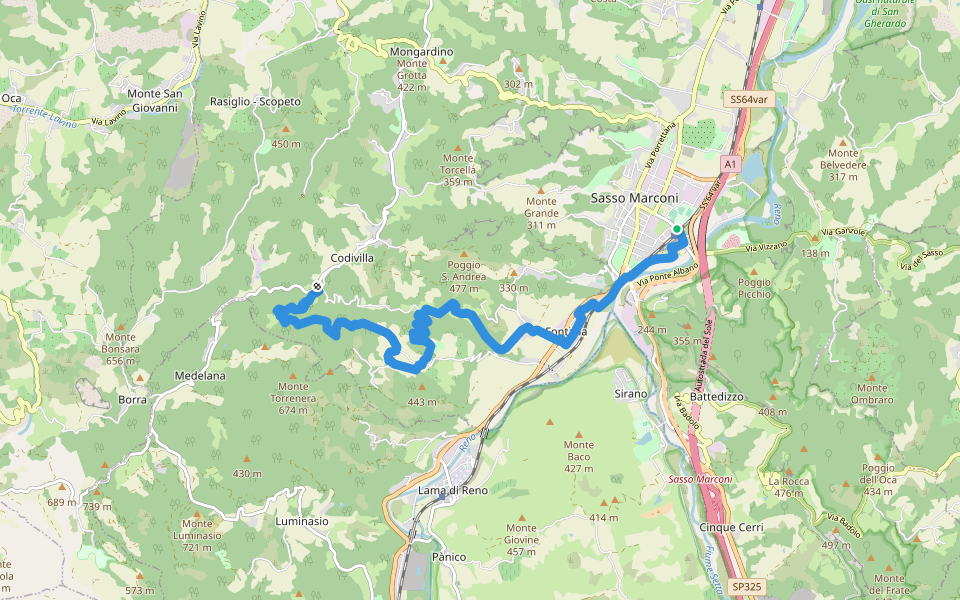 CAI 116 walking route map in Sasso Marconi